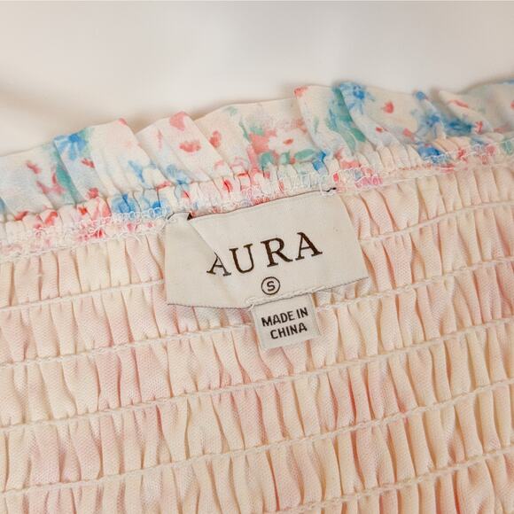 NWT AURA "Sugar Rush" Flutter Sleeve Floral Print Mini Dress (Pink | Size S) - Picture 9 of 11